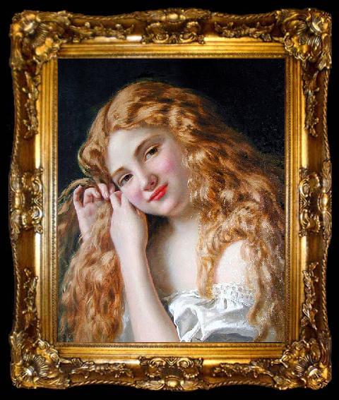 framed  Sophie Gengembre Anderson Young Girl Fixing Her Hair, ta009-2